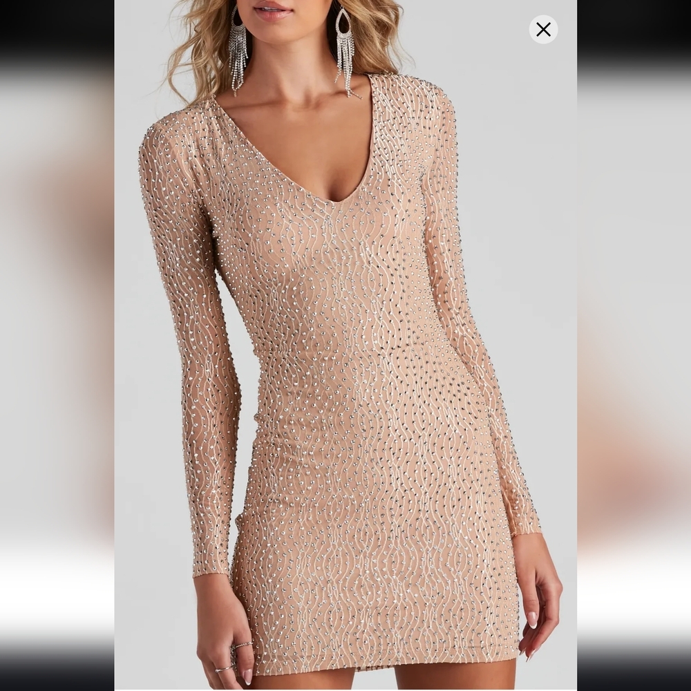 Windsor nude rhinestone dress